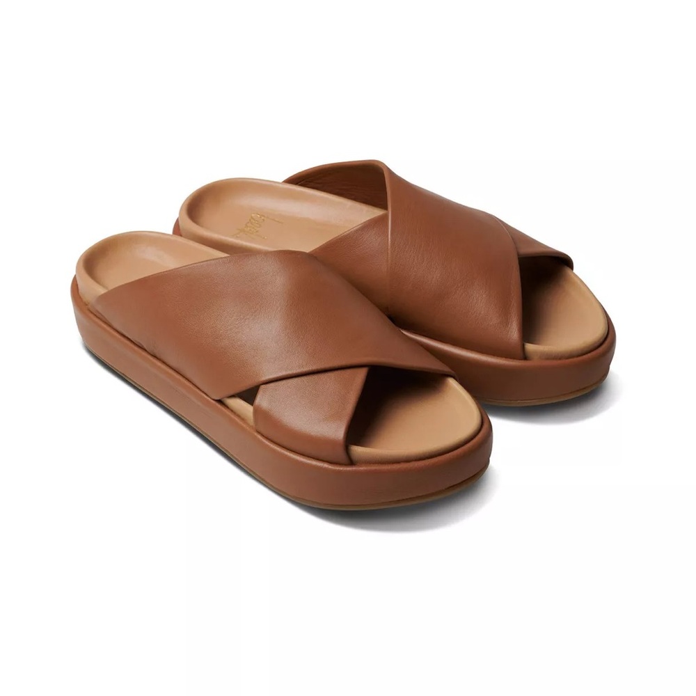 beek Brown Crossover Slide Sandals